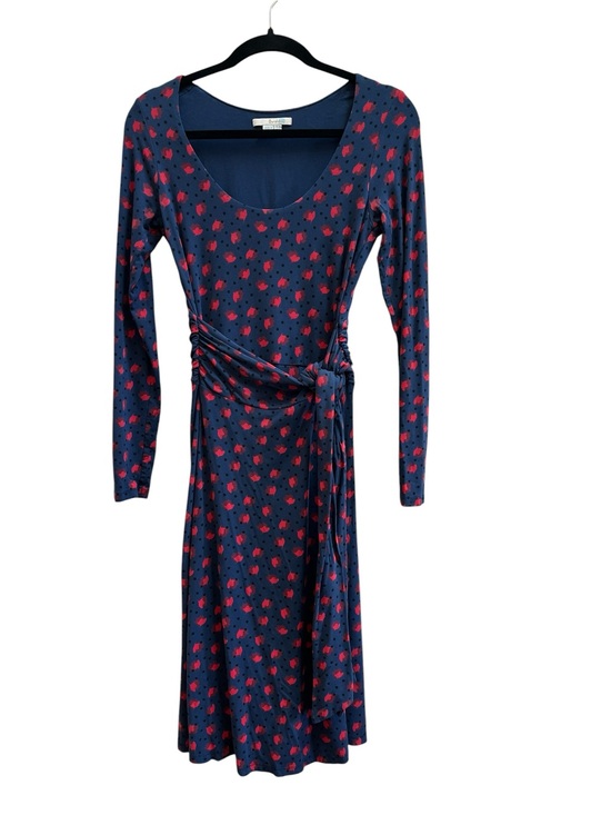 Boden Dresses & Skirts - Boden Navy Tulip Floral Print Faux Wrap Jersey Dress Long Sleeve 2 Cottagecore